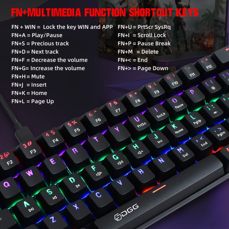 HXSJ V900 61 Keys Cool Lighting Effect Mechanical Wired Keyboard(Black) - free shipping - PMC Jewellery - Order now!
