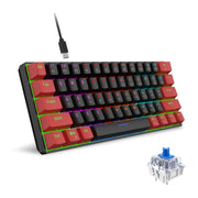 HXSJ V900 61 Keys Cool Lighting Effect Mechanical Wired Keyboard (Black Red)