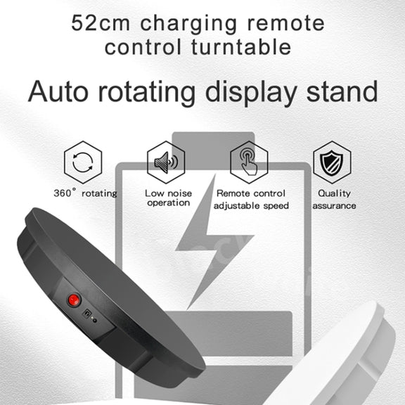 52cm Remote Control Electric Rotating Turntable Display Stand Video Shooting Props Turntable, Charging Power, Power Plug:US Plug(White)