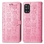 For Doogee N40 Pro Cat and Dog Embossed Horizontal Flip Phone Leather Case with Holder & Card Slot & Wallet & Lanyard(Pink)