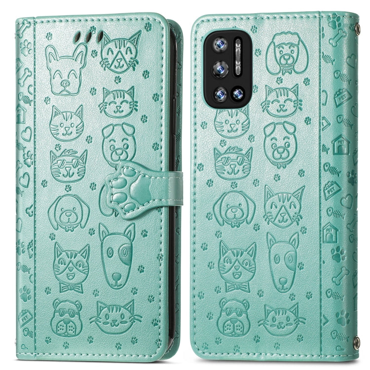 For Doogee N40 Pro Cat and Dog Embossed Horizontal Flip Phone Leather Case with Holder & Card Slot & Wallet & Lanyard(Green) - More Brand by PMC TechLife | Online Shopping South Africa | PMC TechLife | Buy Now Pay Later Mobicred