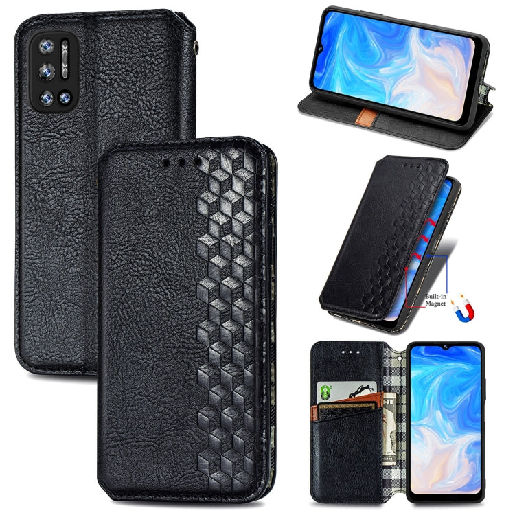 For Doogee N40 Pro Cubic Grid Pressed Horizontal Flip Magnetic Leather Case with Holder & Card Slots & Wallet(Black) - More Brand by PMC TechLife | Online Shopping South Africa | PMC TechLife | Buy Now Pay Later Mobicred