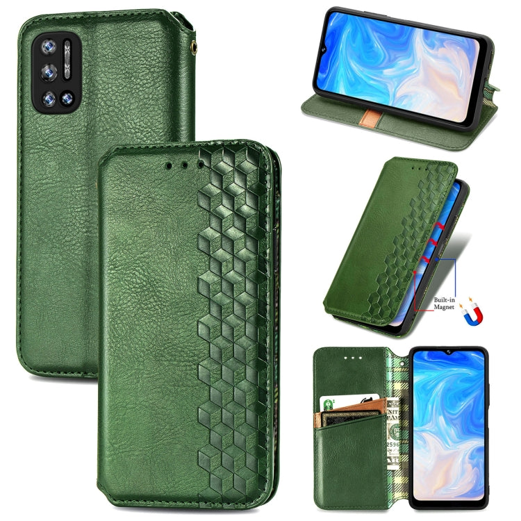 For Doogee N40 Pro Cubic Grid Pressed Horizontal Flip Magnetic Leather Case with Holder & Card Slots & Wallet(Green) - More Brand by PMC TechLife | Online Shopping South Africa | PMC TechLife | Buy Now Pay Later Mobicred