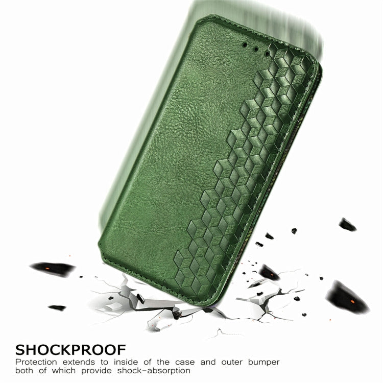 For Doogee N40 Pro Cubic Grid Pressed Horizontal Flip Magnetic Leather Case with Holder & Card Slots & Wallet(Green) - More Brand by PMC TechLife | Online Shopping South Africa | PMC TechLife | Buy Now Pay Later Mobicred