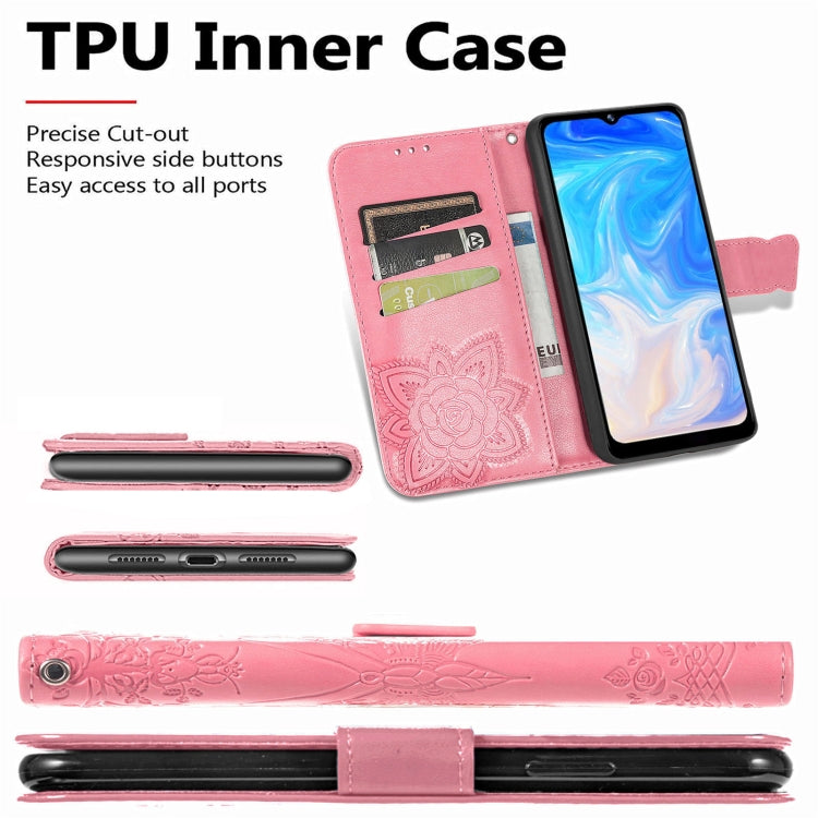 For DOOGEE N40 Pro Butterfly Love Flowers Embossed Horizontal Flip Leather Case with Holder & Card Slots & Wallet & Lanyard(Pink) - More Brand by PMC TechLife | Online Shopping South Africa | PMC TechLife | Buy Now Pay Later Mobicred