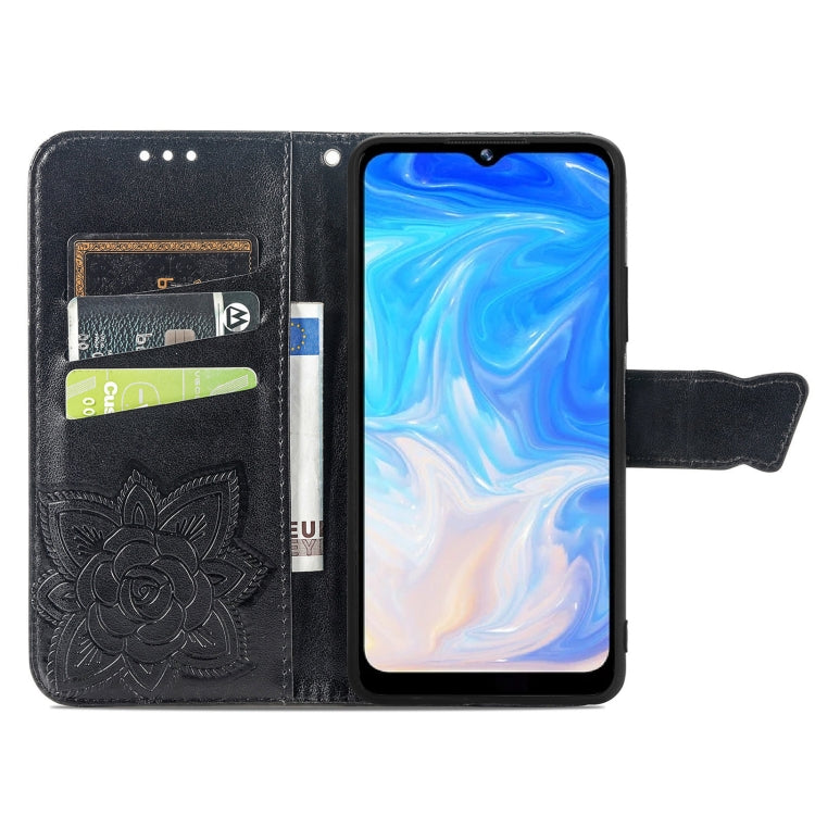 For DOOGEE N40 Pro Butterfly Love Flowers Embossed Horizontal Flip Leather Case with Holder & Card Slots & Wallet & Lanyard(Black) - More Brand by PMC TechLife | Online Shopping South Africa | PMC TechLife | Buy Now Pay Later Mobicred