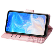 For DOOGEE N40 Pro Butterfly Love Flowers Embossed Horizontal Flip Leather Case with Holder & Card Slots & Wallet & Lanyard(Rose Gold)