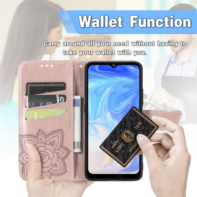 For DOOGEE N40 Pro Butterfly Love Flowers Embossed Horizontal Flip Leather Case with Holder & Card Slots & Wallet & Lanyard(Rose Gold) - More Brand by PMC TechLife | Online Shopping South Africa | PMC TechLife | Buy Now Pay Later Mobicred