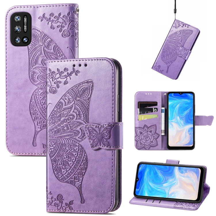 For DOOGEE N40 Pro Butterfly Love Flowers Embossed Horizontal Flip Leather Case with Holder & Card Slots & Wallet & Lanyard(Light Purple) - More Brand by PMC TechLife | Online Shopping South Africa | PMC TechLife | Buy Now Pay Later Mobicred