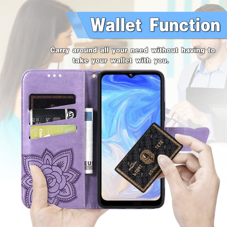 For DOOGEE N40 Pro Butterfly Love Flowers Embossed Horizontal Flip Leather Case with Holder & Card Slots & Wallet & Lanyard(Light Purple) - More Brand by PMC TechLife | Online Shopping South Africa | PMC TechLife | Buy Now Pay Later Mobicred