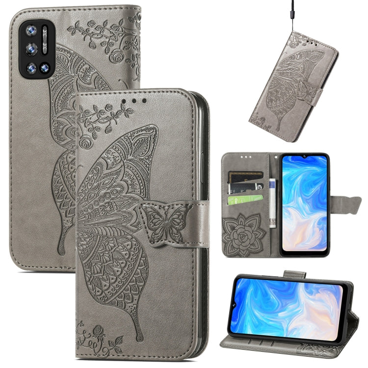 For DOOGEE N40 Pro Butterfly Love Flowers Embossed Horizontal Flip Leather Case with Holder & Card Slots & Wallet & Lanyard(Grey) - More Brand by PMC TechLife | Online Shopping South Africa | PMC TechLife | Buy Now Pay Later Mobicred