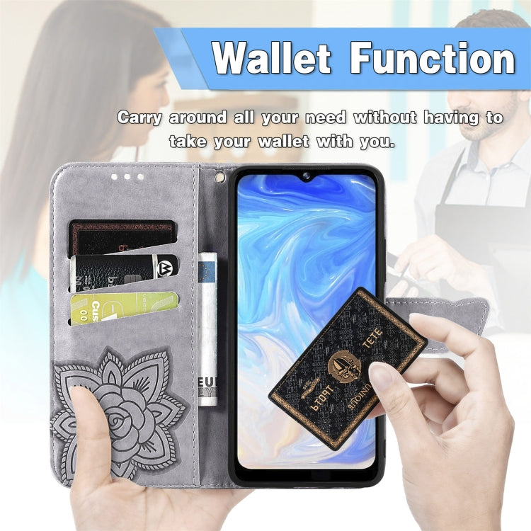 For DOOGEE N40 Pro Butterfly Love Flowers Embossed Horizontal Flip Leather Case with Holder & Card Slots & Wallet & Lanyard(Grey) - More Brand by PMC TechLife | Online Shopping South Africa | PMC TechLife | Buy Now Pay Later Mobicred