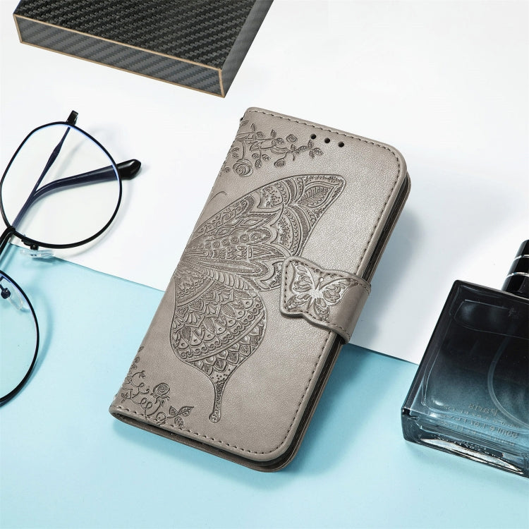 For DOOGEE N40 Pro Butterfly Love Flowers Embossed Horizontal Flip Leather Case with Holder & Card Slots & Wallet & Lanyard(Grey) - More Brand by PMC TechLife | Online Shopping South Africa | PMC TechLife | Buy Now Pay Later Mobicred