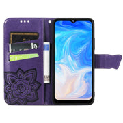 For DOOGEE N40 Pro Butterfly Love Flowers Embossed Horizontal Flip Leather Case with Holder & Card Slots & Wallet & Lanyard(Dark Purple)