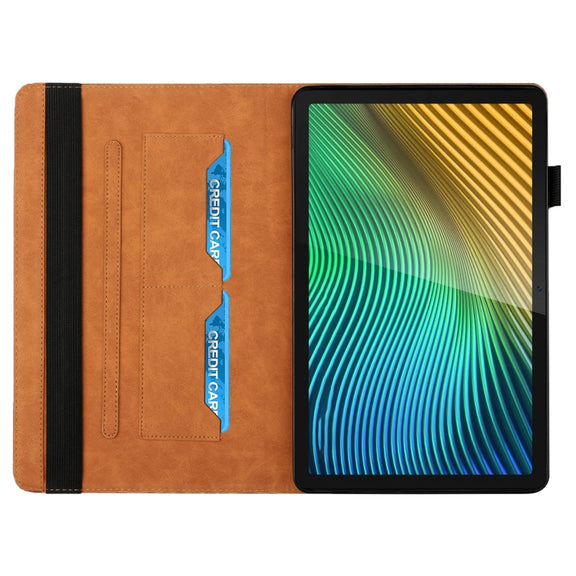 For OPPO Realme Pad Rhombus Skin Feel Horizontal Flip Tablet Leather Case with Card Slots & Holder(Brown)