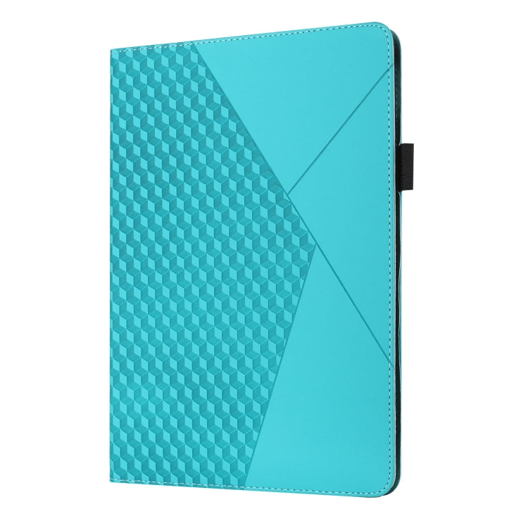 For OPPO Realme Pad Rhombus Skin Feel Horizontal Flip Tablet Leather Case with Card Slots & Holder(Lake Blue)