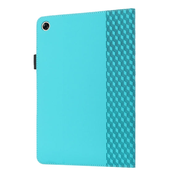 For OPPO Realme Pad Rhombus Skin Feel Horizontal Flip Tablet Leather Case with Card Slots & Holder(Lake Blue)