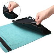 For OPPO Realme Pad Rhombus Skin Feel Horizontal Flip Tablet Leather Case with Card Slots & Holder(Lake Blue)
