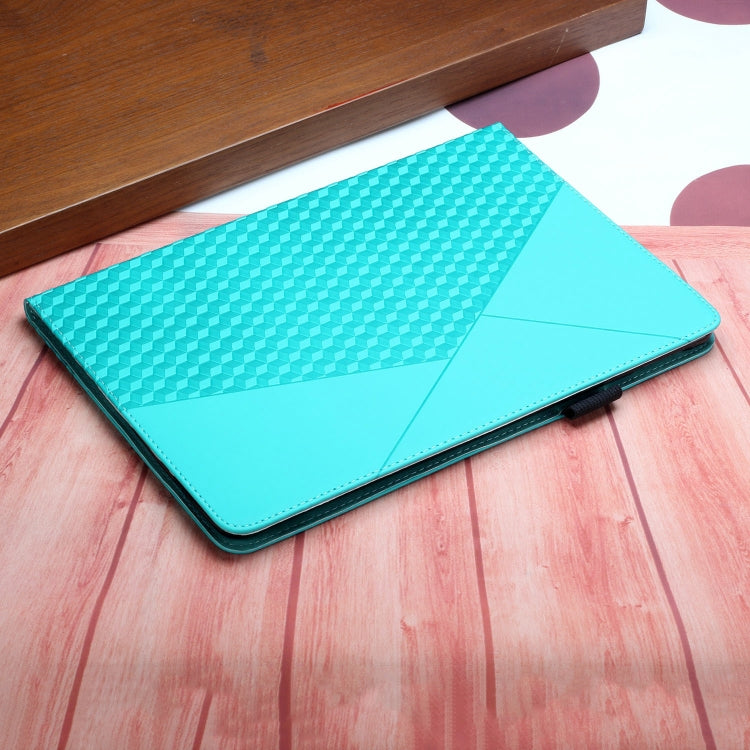 For OPPO Realme Pad Rhombus Skin Feel Horizontal Flip Tablet Leather Case with Card Slots & Holder(Lake Blue)