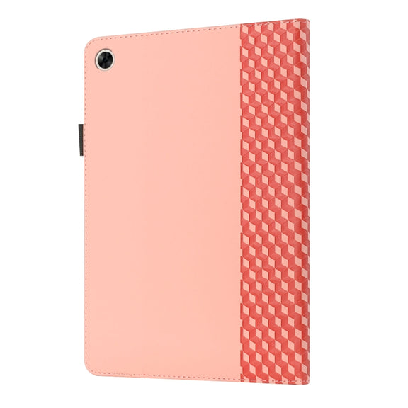 For OPPO Realme Pad Rhombus Skin Feel Horizontal Flip Tablet Leather Case with Card Slots & Holder(Rose Gold)