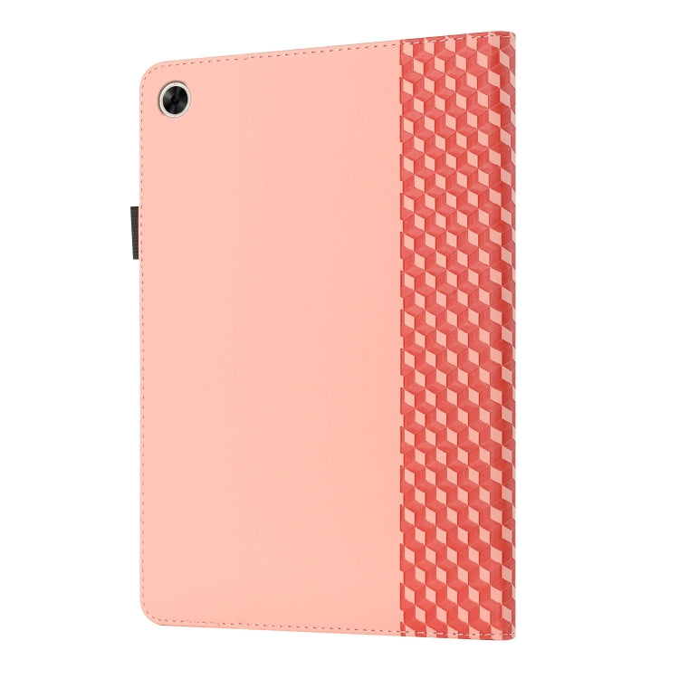 For OPPO Realme Pad Rhombus Skin Feel Horizontal Flip Tablet Leather Case with Card Slots & Holder(Rose Gold)