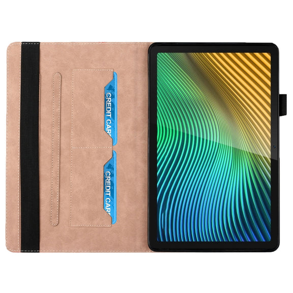 For OPPO Realme Pad Rhombus Skin Feel Horizontal Flip Tablet Leather Case with Card Slots & Holder(Rose Gold)