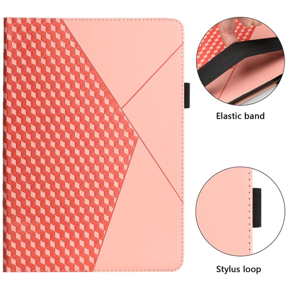For OPPO Realme Pad Rhombus Skin Feel Horizontal Flip Tablet Leather Case with Card Slots & Holder(Rose Gold)