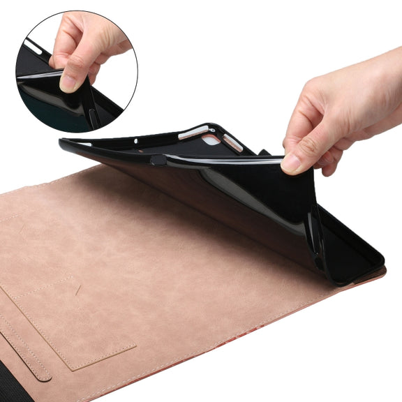 For OPPO Realme Pad Rhombus Skin Feel Horizontal Flip Tablet Leather Case with Card Slots & Holder(Rose Gold)
