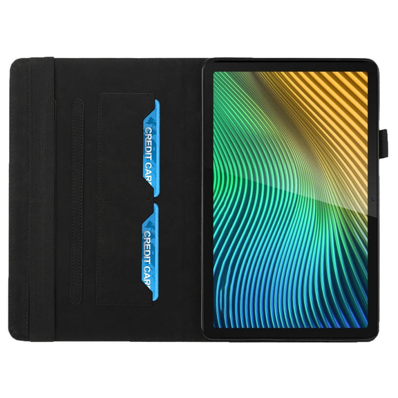 For OPPO Realme Pad Rhombus Skin Feel Horizontal Flip Tablet Leather Case with Card Slots & Holder(Black)