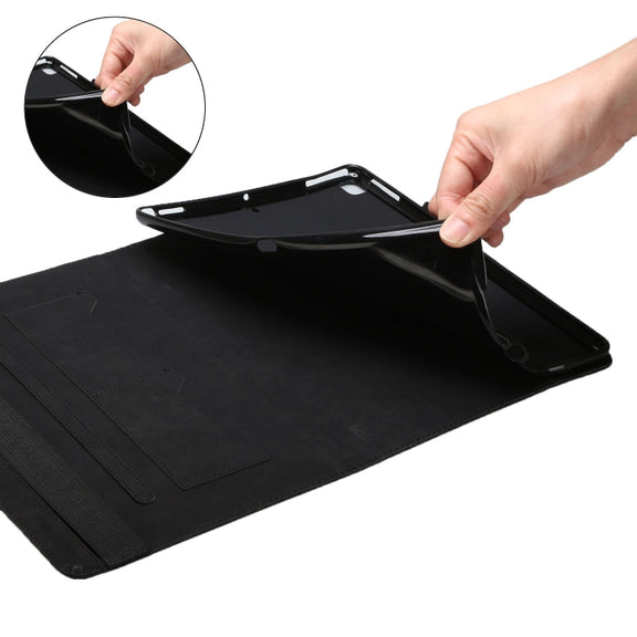 For OPPO Realme Pad Rhombus Skin Feel Horizontal Flip Tablet Leather Case with Card Slots & Holder(Black)