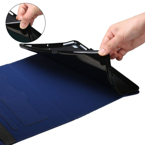 For OPPO Realme Pad Rhombus Skin Feel Horizontal Flip Tablet Leather Case with Card Slots & Holder(Royal Blue)