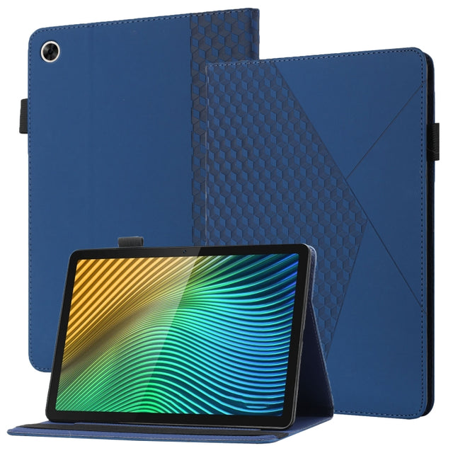 For OPPO Realme Pad Rhombus Skin Feel Horizontal Flip Tablet Leather Case with Card Slots & Holder(Royal Blue)