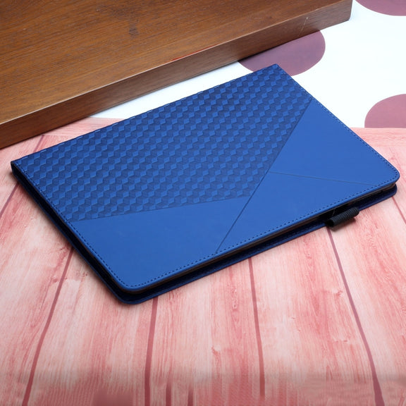 For OPPO Realme Pad Rhombus Skin Feel Horizontal Flip Tablet Leather Case with Card Slots & Holder(Royal Blue)
