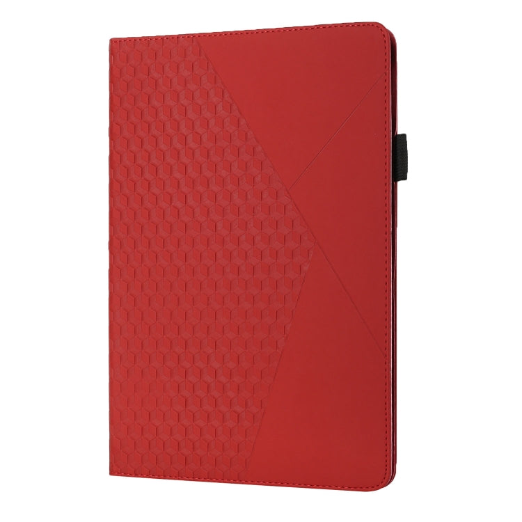For OPPO Realme Pad Rhombus Skin Feel Horizontal Flip Tablet Leather Case with Card Slots & Holder(Red)