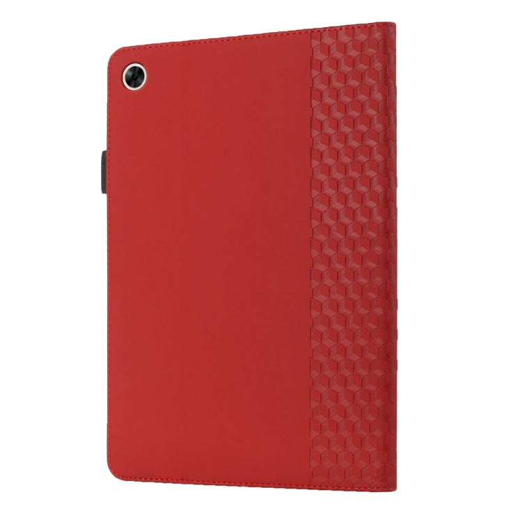For OPPO Realme Pad Rhombus Skin Feel Horizontal Flip Tablet Leather Case with Card Slots & Holder(Red)