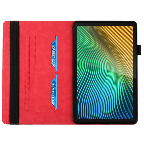 For OPPO Realme Pad Rhombus Skin Feel Horizontal Flip Tablet Leather Case with Card Slots & Holder(Red)
