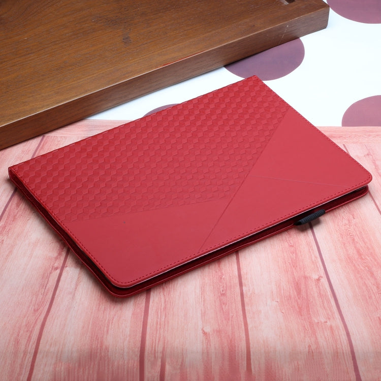 For OPPO Realme Pad Rhombus Skin Feel Horizontal Flip Tablet Leather Case with Card Slots & Holder(Red) - Realme by PMC TechLife | Online Shopping South Africa | PMC TechLife | Buy Now Pay Later Mobicred
