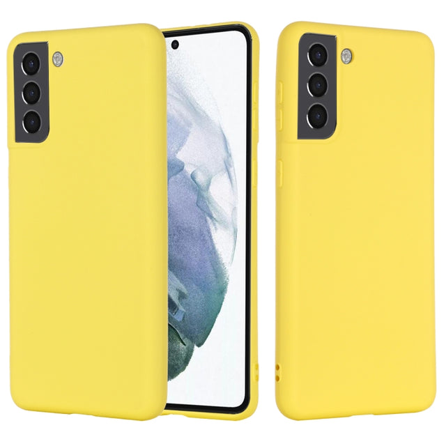 For Samsung Galaxy S22 5G Pure Color Liquid Silicone Shockproof Full Coverage Phone Case(Yellow)