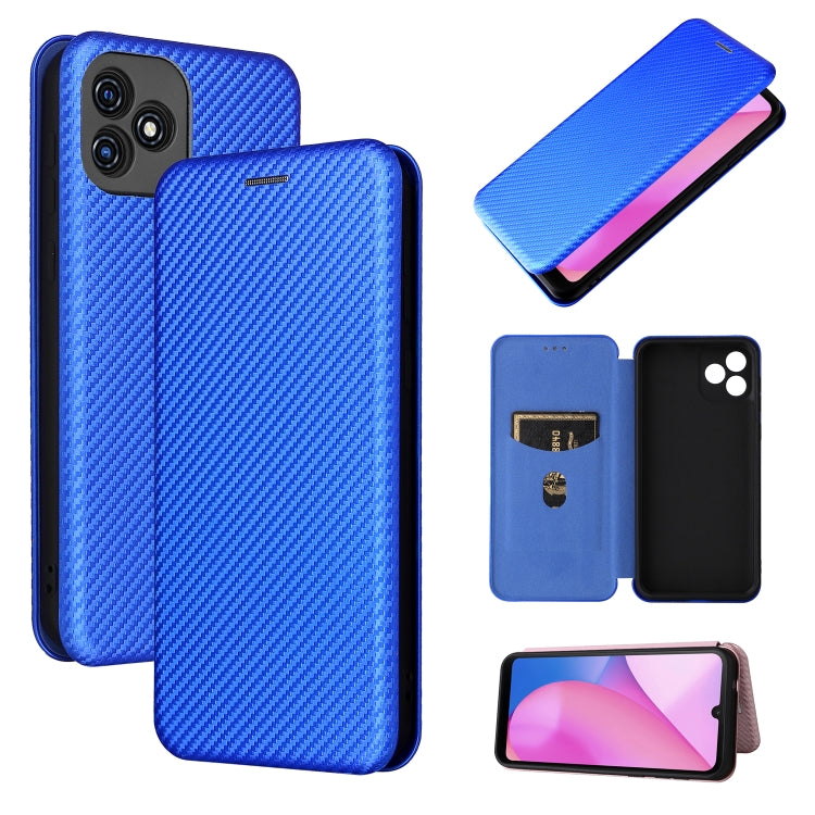 For Blackview Oscal C20 Carbon Fiber Texture Horizontal Flip Leather Phone Case with Card Slot(Blue) - More Brand by PMC TechLife | Online Shopping South Africa | PMC TechLife | Buy Now Pay Later Mobicred