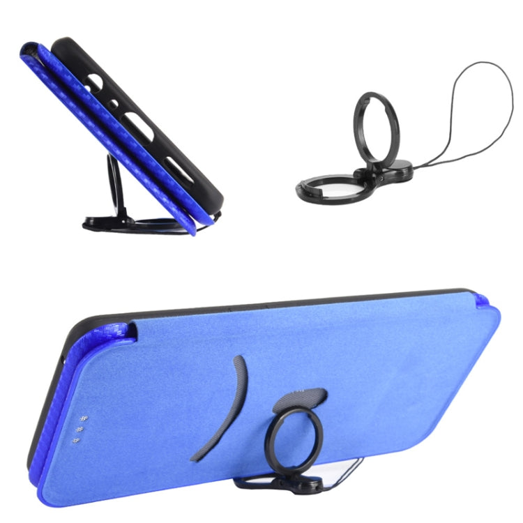 For Blackview Oscal C20 Carbon Fiber Texture Horizontal Flip Leather Phone Case with Card Slot(Blue)