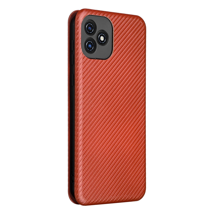 For Blackview Oscal C20 Carbon Fiber Texture Horizontal Flip Leather Phone Case with Card Slot(Brown) - More Brand by PMC TechLife | Online Shopping South Africa | PMC TechLife