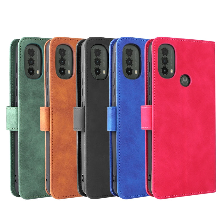 For Motorola Moto E20 / E30 / E40 Skin Feel Magnetic Horizontal Flip Phone Leather Case with Holder & Card Slots & Wallet(Brown) - Motorola Cases by PMC TechLife | Online Shopping South Africa | PMC TechLife | Buy Now Pay Later Mobicred