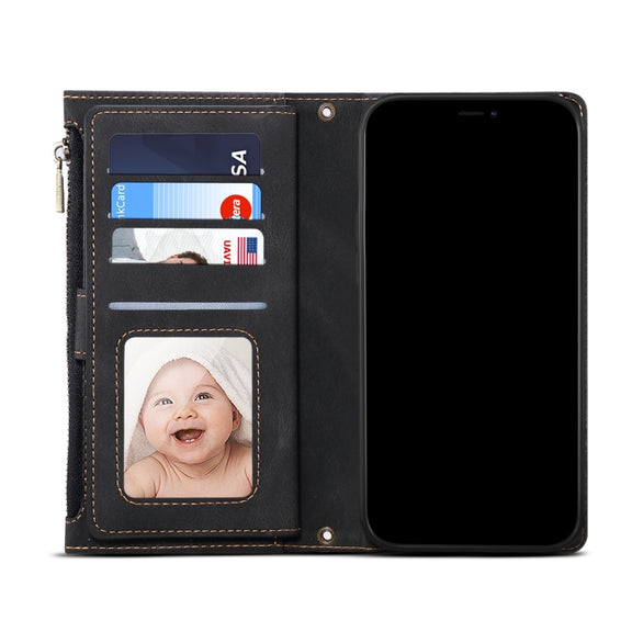 For Google Pixel 6 Retro Frosted Leather Phone Case with Holder & Card Slot & Wallet & Zipper Pocket & Lanyard(Black)