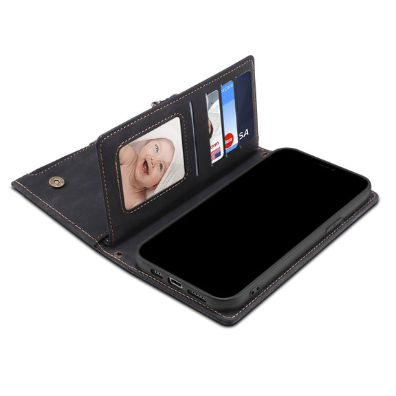 For Google Pixel 6 Retro Frosted Leather Phone Case with Holder & Card Slot & Wallet & Zipper Pocket & Lanyard(Black)