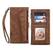 For Google Pixel 6 Retro Frosted Leather Phone Case with Holder & Card Slot & Wallet & Zipper Pocket & Lanyard(Brown)