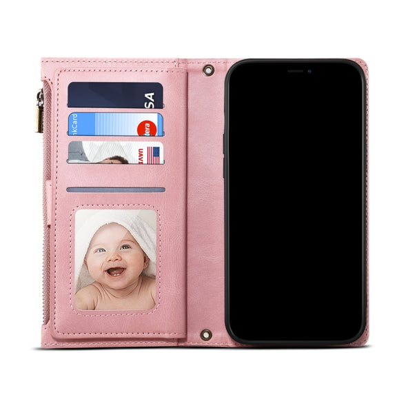 For Google Pixel 6 Retro Frosted Leather Phone Case with Holder & Card Slot & Wallet & Zipper Pocket & Lanyard(Rose Gold)