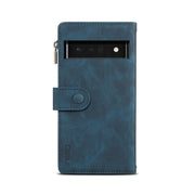 For Google Pixel 6 Retro Frosted Leather Phone Case with Holder & Card Slot & Wallet & Zipper Pocket & Lanyard(Deep Green)