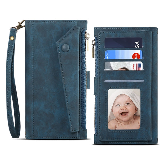 For Google Pixel 6 Retro Frosted Leather Phone Case with Holder & Card Slot & Wallet & Zipper Pocket & Lanyard(Deep Green)