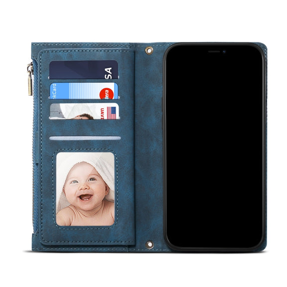 For Google Pixel 6 Pro Retro Frosted Leather Phone Case with Holder & Card Slot & Wallet & Zipper Pocket & Lanyard(Deep Green)