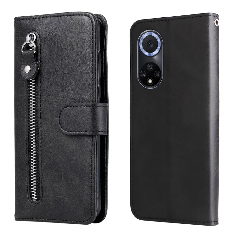 For Huawei nova 9 / Honor 50 5G Calf Texture Zipper Horizontal Flip Leather Phone Case(Black) - Honor Cases by PMC TechLife | Online Shopping South Africa | PMC TechLife